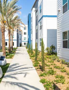 Exterior at Lakeland Senior Apartments in Santa Fe Springs CA