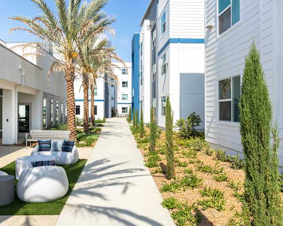 Exterior at Lakeland Senior Apartments in Santa Fe Springs CA