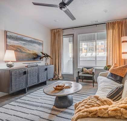 The Foundry Living Room at The Foundry Apartments & Townhomes, Billings
