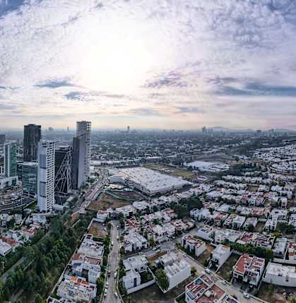 a view of the city from a skyscraper