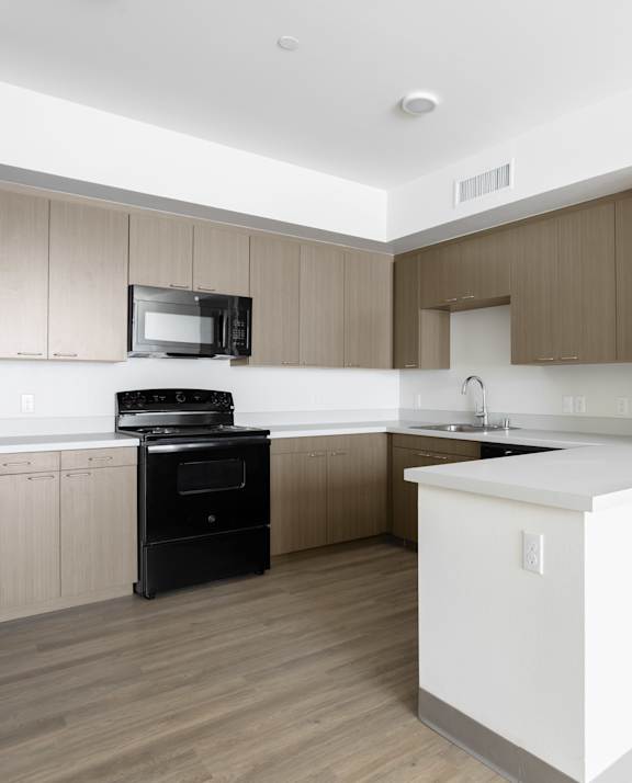 Modern Kitchens at Lakeland Senior Apartments in Santa Fe Springs CA