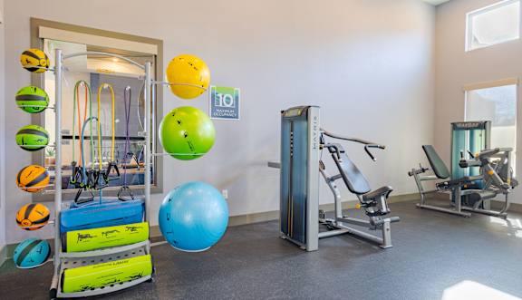 fitness center with workout balls at Springview by Vintage, Reno, NV