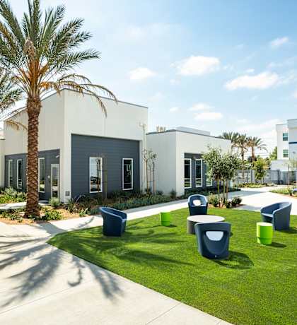 Exterior at Lakeland Senior Apartments in Santa Fe Springs CA