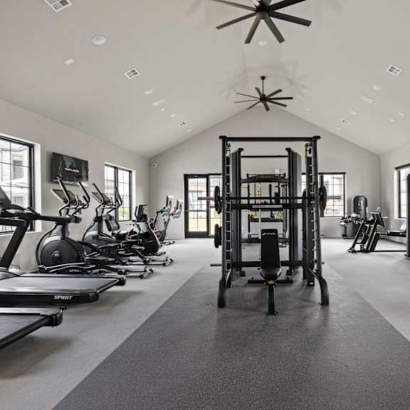 Fitness center at The Levi Luxury Apartments, McDonough