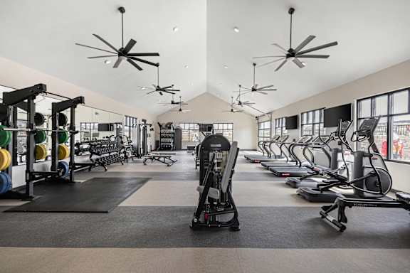 Fitness room with treadmills and other exercise equipment at Alta25, Monument, Colorado 80132