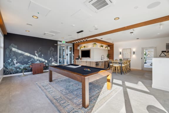 a game room with a pool table and a television at 38° NORTH, Santa Rosa, 95404