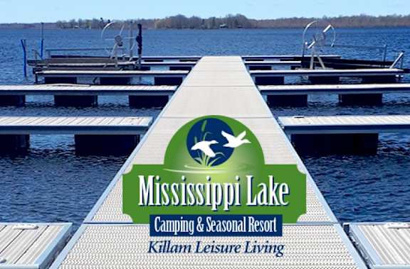 A dock at Mississippi Lake Camping & Seasonal Resort.