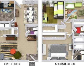 Magnolia 3D. 3 bedroom townhome. Kitchen. living room. dinning room. 2 full bathroom + powder room. large closets.