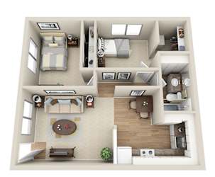Floor Plan 2 Bed 1 Bath