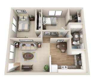 Floor Plan 2 Bed 1 Bath