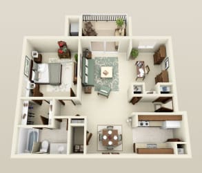 One Bedroom Apartment Floor Plan One Bedroom Apartment Floor Planat Three Oaks Apartments in Troy, Michigan