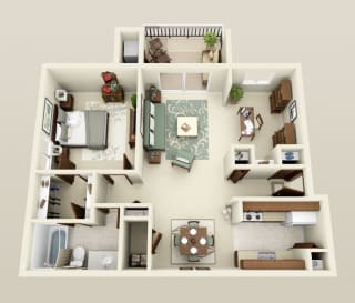 One Bedroom Apartment Floor Plan One Bedroom Apartment 850 Sq.Ft. Floor Plan at Three Oaks Apartments in Troy, Michigan