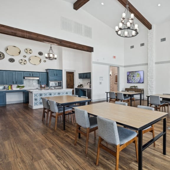 Social lounge kitchen at Bonito Parque Apartments in San Antonio TX