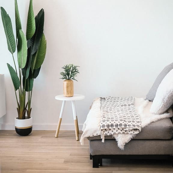 Couch with side table