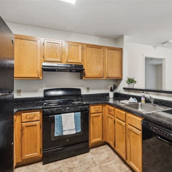 Kitchen at the woods at victoria park apartments
