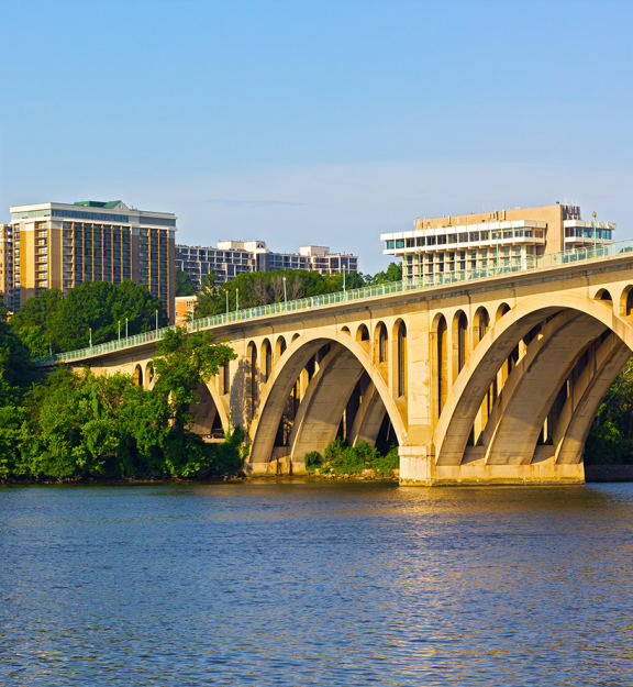 Nearby Key Bridge - Neighborhood stock photo