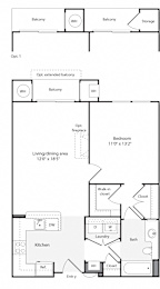 1G/1H Floorplan at The Flats at Wheaton Station Apartments