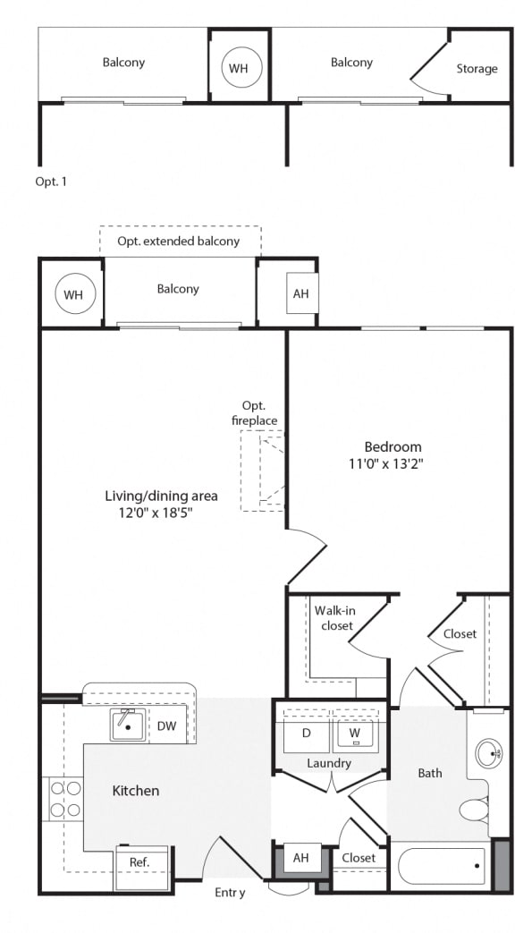 1G/1H Floorplan at The Flats at Wheaton Station Apartments