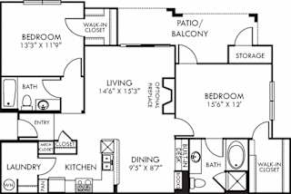 Corolla. 2 bedroom apartment. Kitchen with bartop open to living/dinning rooms. 2 full bathrooms, shower stall in master. Walk-in closets. Patio/balcony with storage. Optional fireplace.