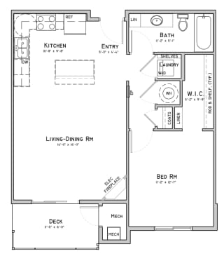 Unit B1-1 bedroom apartment at 360 at Jordan West best new apartments West Des Moines IA 50266