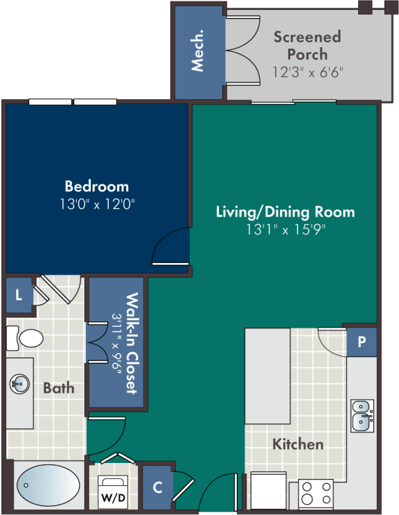 Hoxton Floorplan Hoxton Floorplan at Abberly at West Ashley Apartment Homes by HHHunt , Charleston, SC, 29414