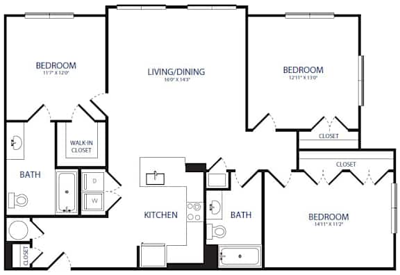 Floor Plan  3BR 2BA