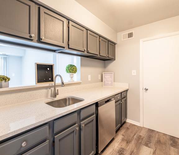 a kitchen with a sink and a dishwasher at BellaVista Apartments in Woodbridge, VA