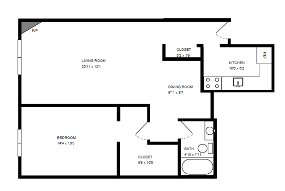  Floor Plan ONE BEDROOM