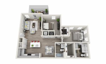 The Ellington, 2 bedroom 2 bathroom 1,162 Sq.Ft. floor plan of apartments, West Ashley, SCat Proximity Apartments, Charleston, South Carolina