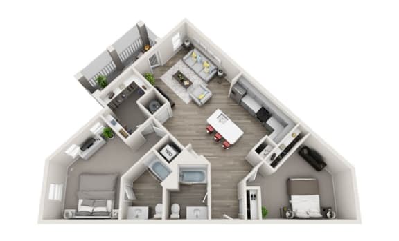 1 bedroom 2 bathroom plus den apartment floor plan 1 bedroom 2 bathroom plus den apartment floor plan 1,180 Sq.Ft. at Proximity Apartments, Charleston, SC, 29414