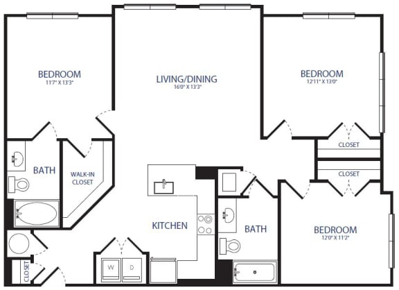 Floor Plan  3BR 2 BA