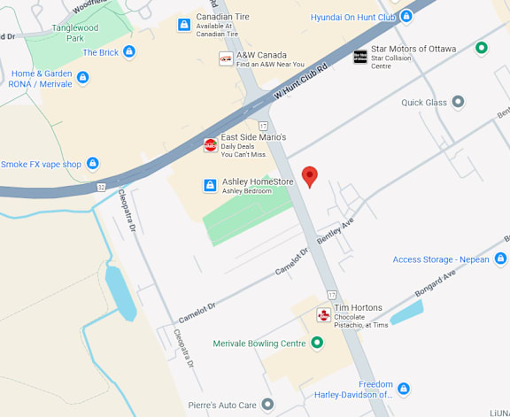 A map with a red pin on a location near Ashley Bedroom.