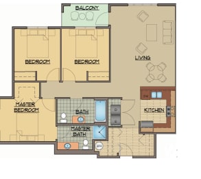Floor Plan  3x2 Bed Floor Plan | Apartments For Rent Shoreline Washington | Echo Lake