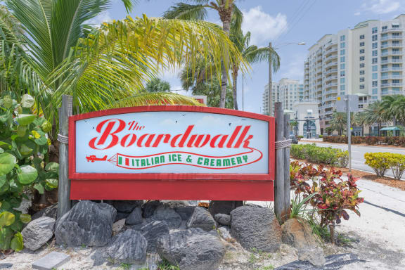 the sign at the entrance to the boardwalk