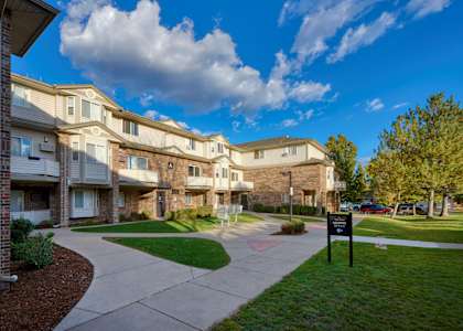 A sunny day at a residential apartment complex.