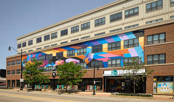 a building with a colorful mural on the side of it