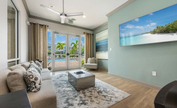 a living room with a couch and a coffee table