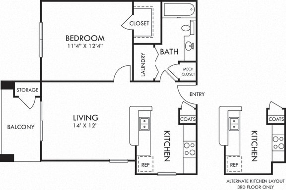 Sunsprite. 1 bedroom apartment. Kitchen with bartop open to living room. 1 full bathroom. Walk-in closet. Patio/balcony.