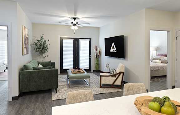 Living room with TV at Artisan, O’Fallon, IL, 62269