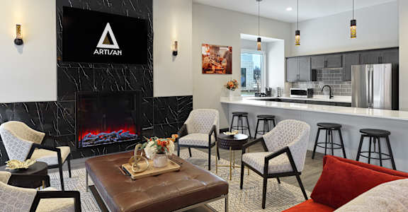 Clubhouse Living Area and Kitchen at Artisan, O’Fallon, IL, 62269