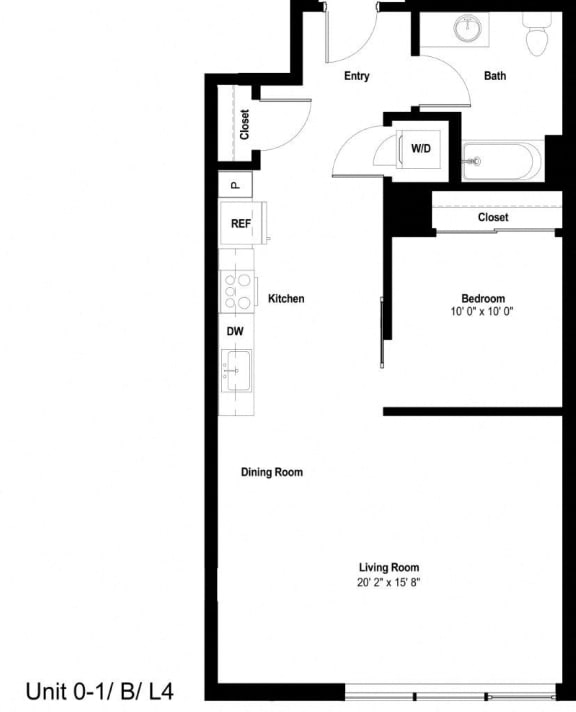 The Danforth Apartments 0-1B SIM Floor Plan