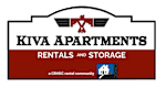 A logo for Kiva Apartments Rentals and Storage.
