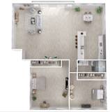 2 Bedroom Floor Plan with 970 Sq. Ft. at Veranda La Mesa, La Mesa