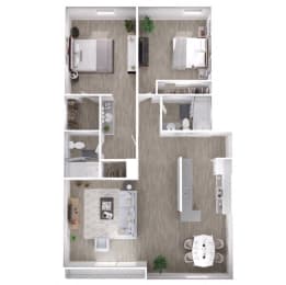 2 Bed 2 Bath Floor Plan with 1,200 Sq. Ft. at Veranda La Mesa, California, 91942