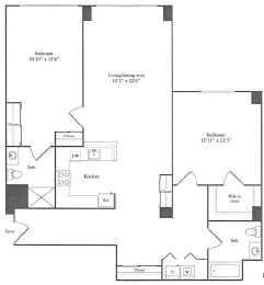 Convenient 2 bedroom apartment for rent in Cambridge MA Floor Plan