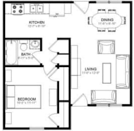  Floor Plan 1 Bedroom 1 Bathroom
