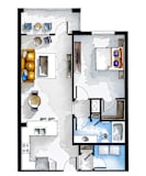 The Emma 1 BR Floor Plan at The Roseberry, Columbia