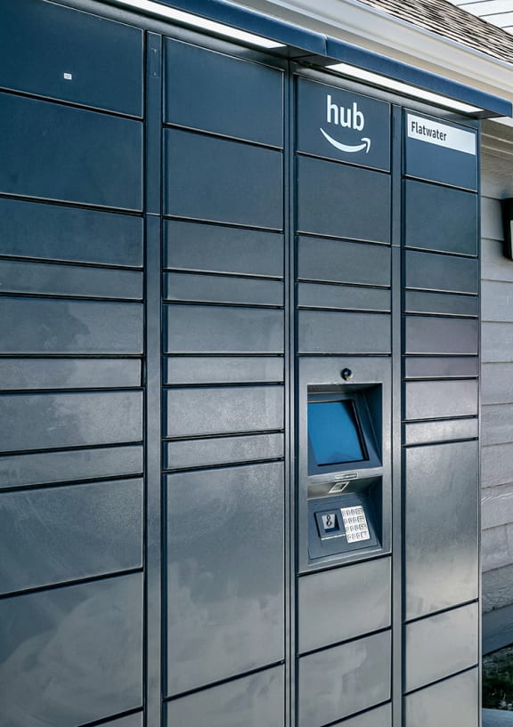 a building with an automated teller machine on the side of it