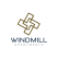 a logo of windmill apartments on a white background