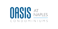 A logo with the text "OASIS AT NAPLES CONDOMINIUMS" in blue on a black background.